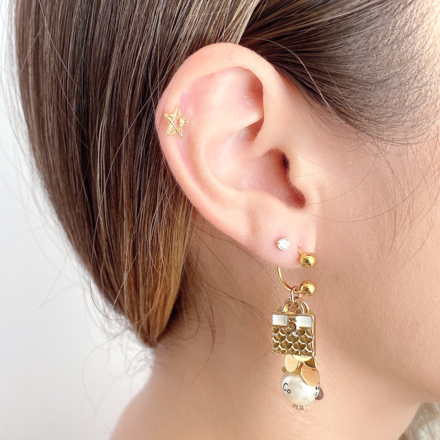 CLICK HOOP PEARL PIERCED EARRING(M/片耳用)(2ZP1646)K18