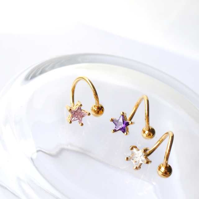 14G 16G ］お洒落の鮮度をあげる。キュービックジルコニアスター