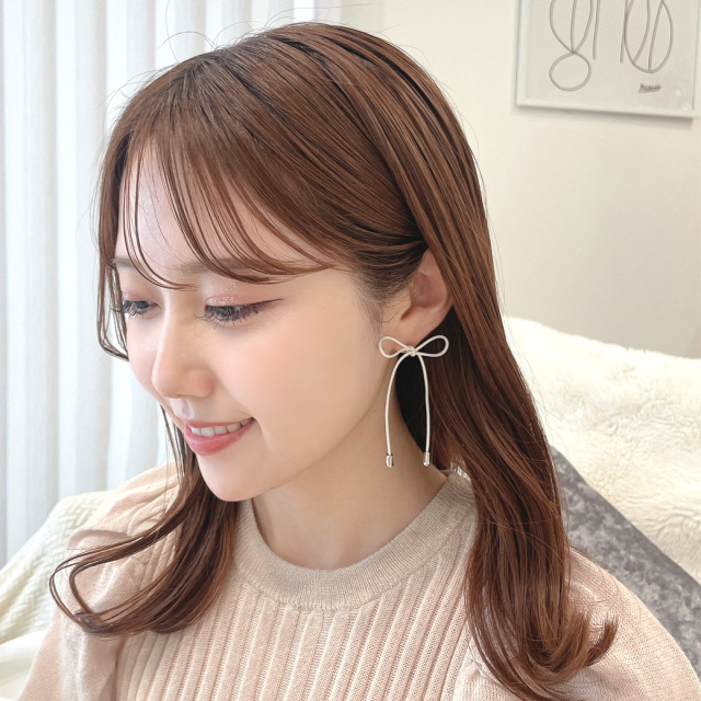 両耳セット ピアス 耳元に映える存在感 大人可愛い リボンピアス 0685