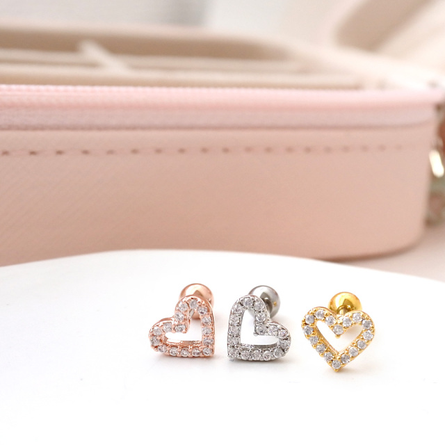 14G 16G ］女のコらしさが際立つ♪CZ オープンハート モチーフ