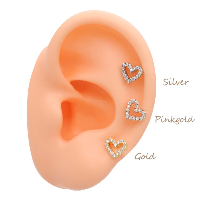 14G 16G ］女のコらしさが際立つ♪CZ オープンハート モチーフ