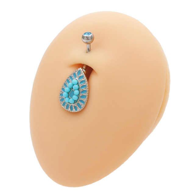 14G ]色鮮やかなターコイズブルーで洗練されたスタイリングそピアス