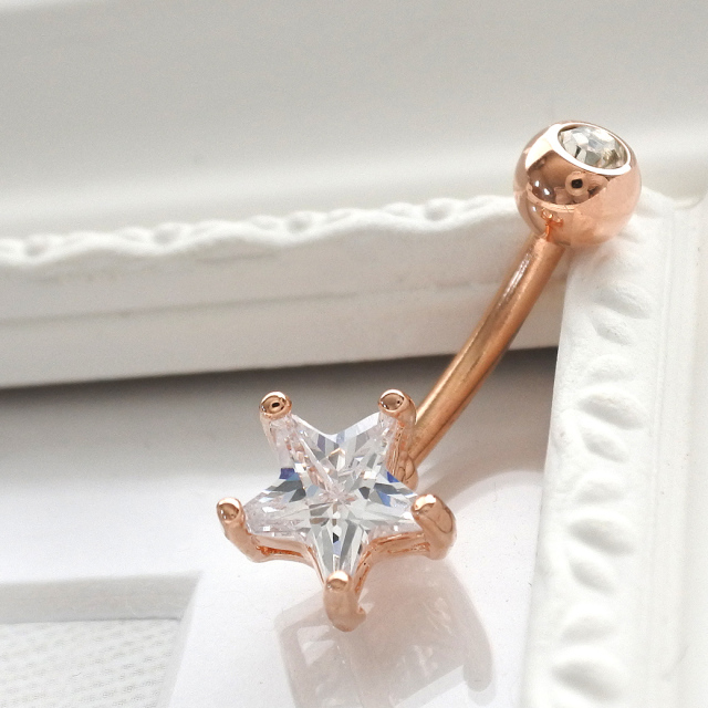 14G ]上品な小さめサイズnew♪繊細に輝くキュービックジルコニア 星