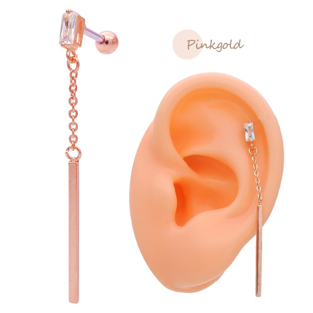 16G］ゆらゆら♪ビジュー×スティックロングピアス。技ありフォルムで1