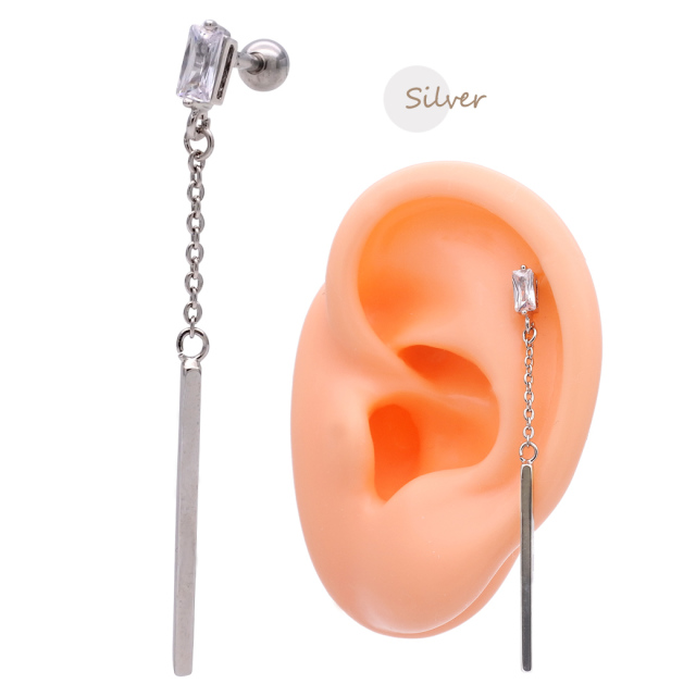16G］ゆらゆら♪ビジュー×スティックロングピアス。技ありフォルムで1