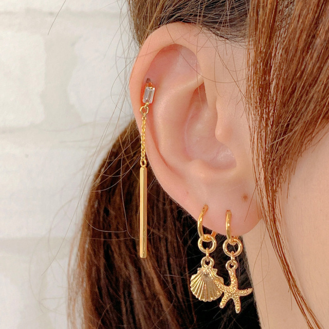 16G］ゆらゆら♪ビジュー×スティックロングピアス。技ありフォルムで1