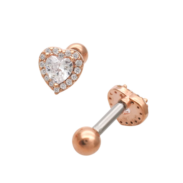 14G 16G ］選べる！内径6mm8mm 上質なキュービック 縁取り ハート