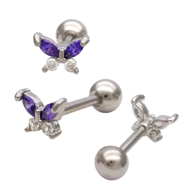 11.淡いパープルピアス（片耳） にやけ 