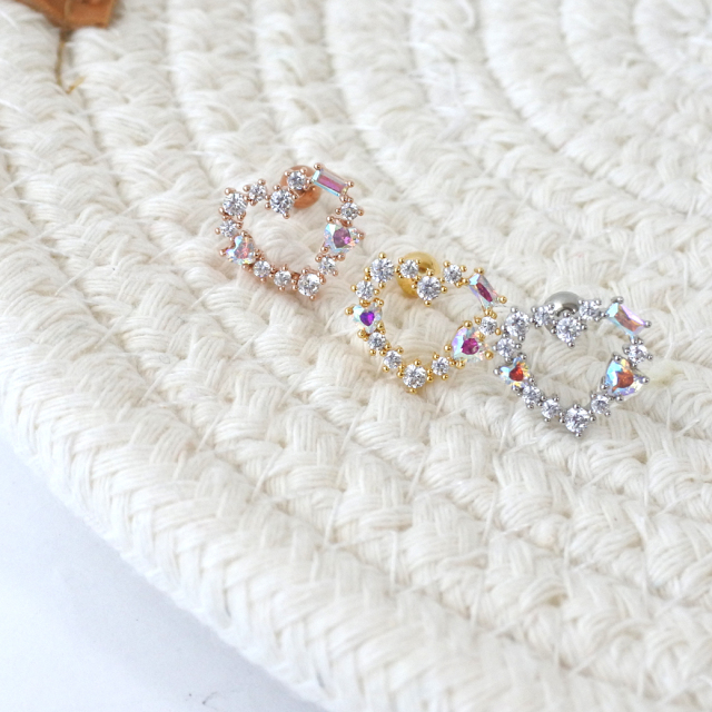 ピアス＆ルース　3点 アウターコンクにオススメ・2連フラワーの軟骨ピアス│K10金