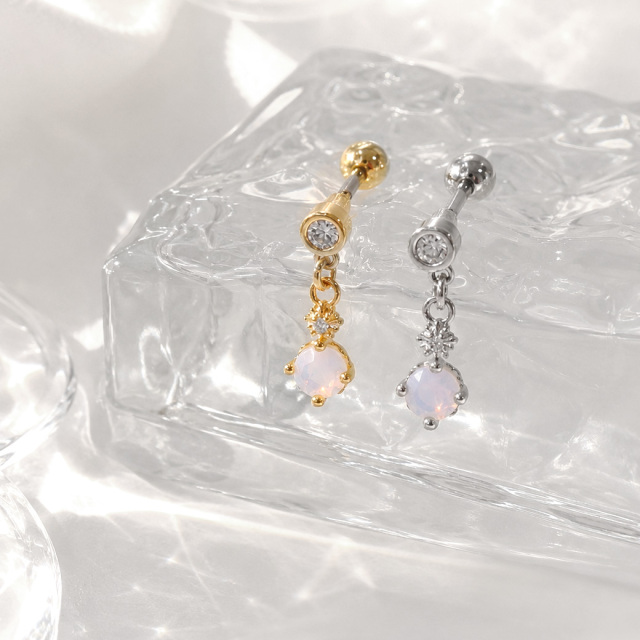 14G 16G ］儚くきらめく オーロラ ストーン と小ぶり なフラワー が