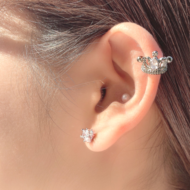 VIP限定 ノベルティ パール ピアス シルバー *c112 ボディピアス 18G えもじ コレクション ストレートバーベル(1個売り