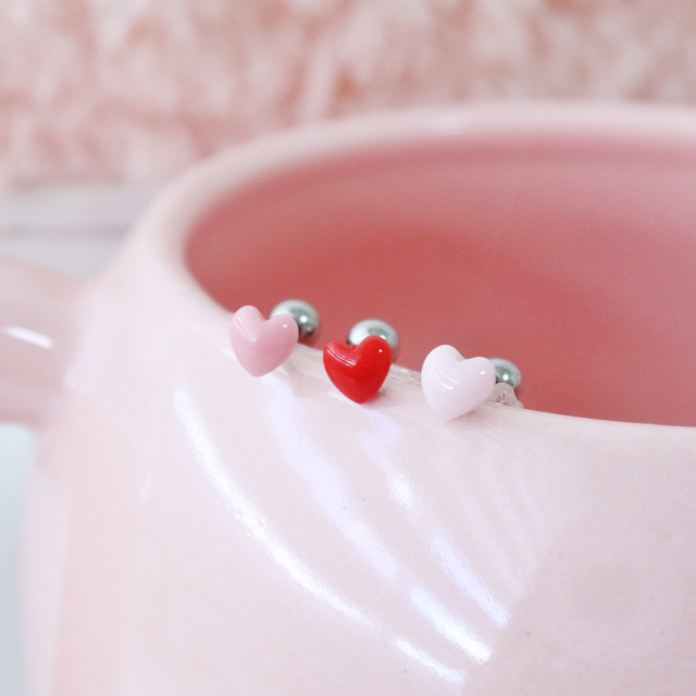 16G ］ つるんと可愛いちびちびハート heart ストレート 軟骨ピアス