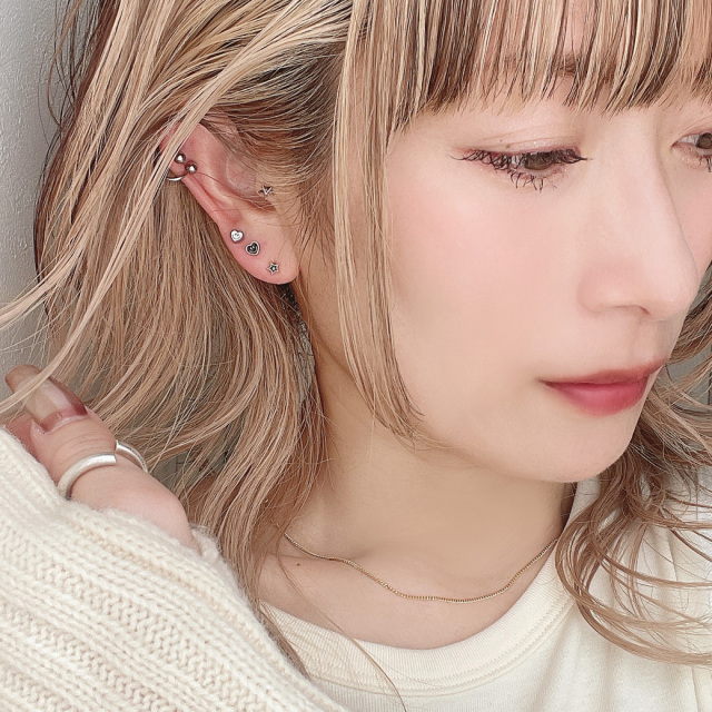 16G ］ 並べて着けても◎ ちびちび にっこり ハート スマイル ♪heart