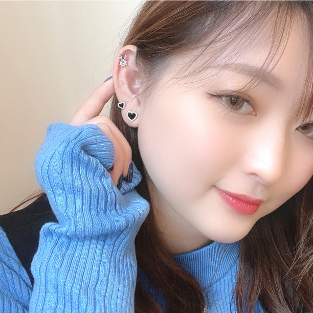 14G 16G ］BLACK ハート heart ストレート 軟骨ピアス ヘリックス