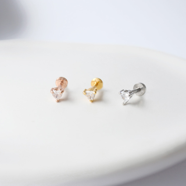 16G ］女のコらしさが際立つ♪ちびハート キュービックジルコニア