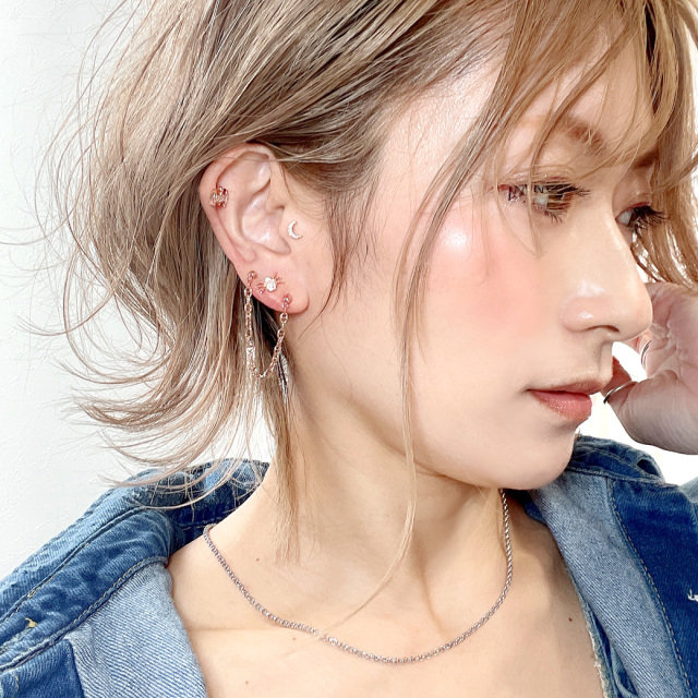 16G ］シンプルでいてお洒落さん♪PINKGOLDチェーン 2ホール