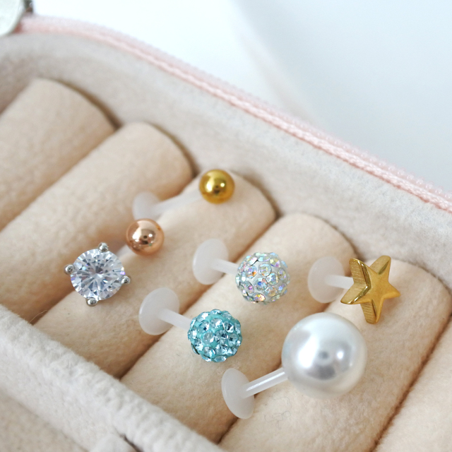 16G］☆選べる！内径/ボールサイズ ☆ 金属アレルギー対応！ シンプル