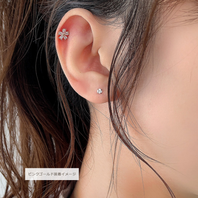 14G 16G］清楚で上品な印象のキュービックジルコニアフラワー お花