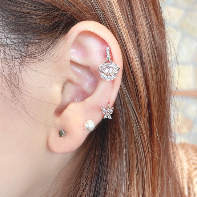ピアス14点＆ネックレス6点 ボディピアス 14Kゴールド立爪クリスタルバーベル/16G