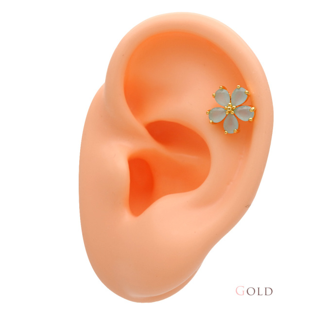 14G 16G ］透明感のあるキュービック が繊細に輝く大人可愛い フラワー