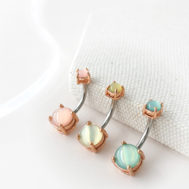 14G ] オーロラ カラーダブル ジュエル ピンクゴールド 8mmラウンド