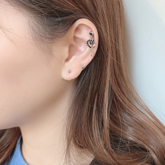 16G 14G ］ハート スネイク 蛇 heart チャーム 軟骨ピアス ヘリックス