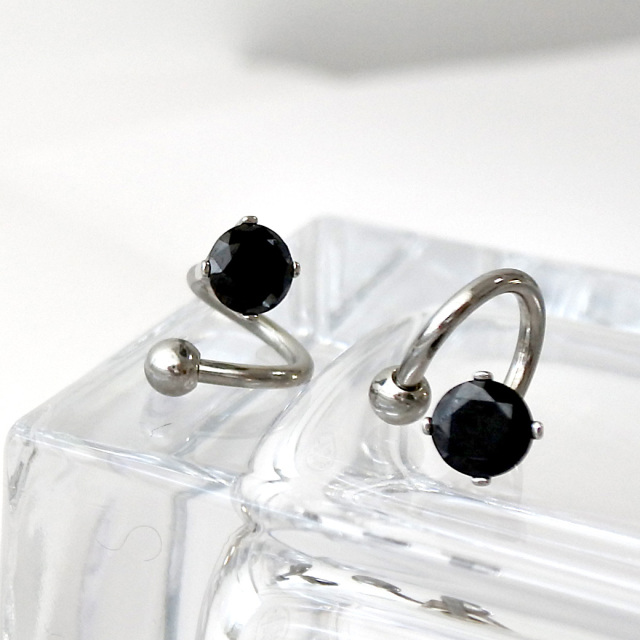 16G 14G ]オールステンレス 素材が嬉しい！クール BLACK オニキス 1粒