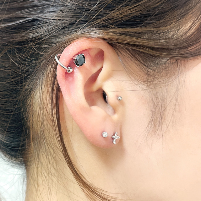 16G 14G ]オールステンレス 素材が嬉しい！クール BLACK オニキス 1粒