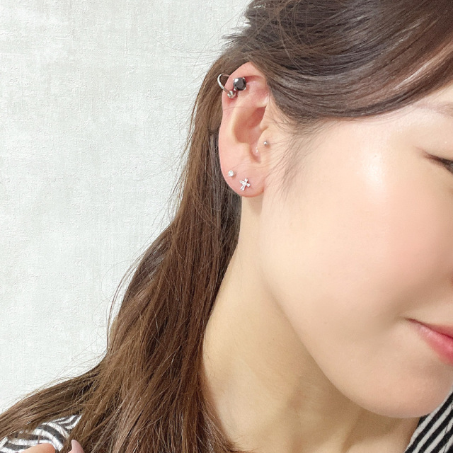 16G 14G ]オールステンレス 素材が嬉しい！クール BLACK オニキス 1粒