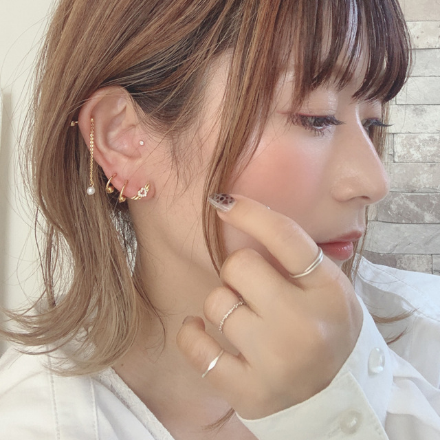 4°C ゴールド フープピアス 重ねリング ピアス レディース メンズ フープ ワンタッチ リング 重ねづけ