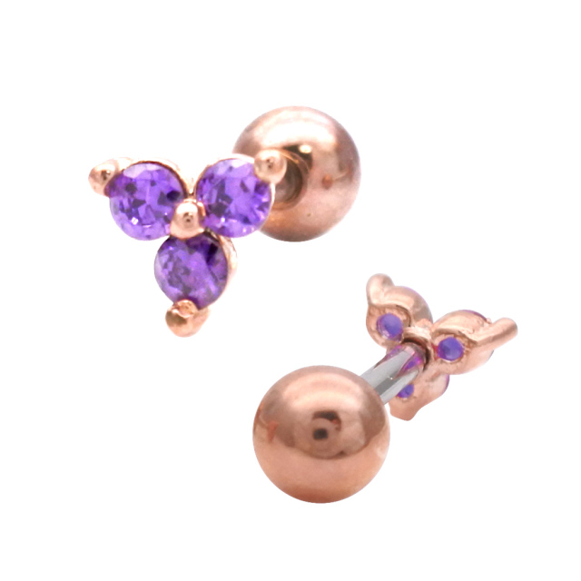 【新品】パープル　ブルー　べっ甲　キュービックジルコニア　イヤリング 楽天市場】軟骨ピアス ジュエル フラワー 花 ピンク ブルー