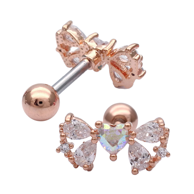 16G ］リボン ジュエル ストレート 軟骨ピアス ヘリックス ボディ