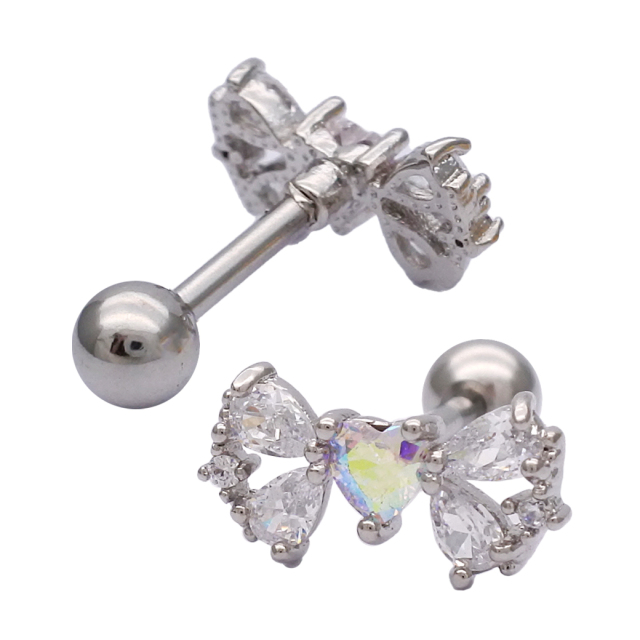 16G ］リボン ジュエル ストレート 軟骨ピアス ヘリックス ボディ