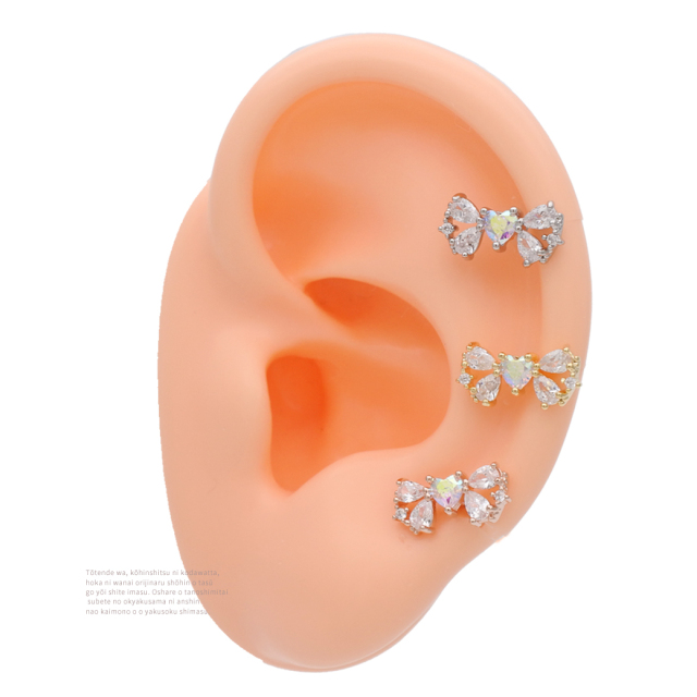 ヘリックスさま 16G ］リボン ジュエル ストレート 軟骨ピアス ヘリックス