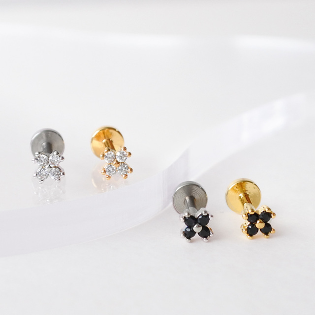 16G］ちびちび クロス CZ ホールに負担の少ないインターナル トラガス