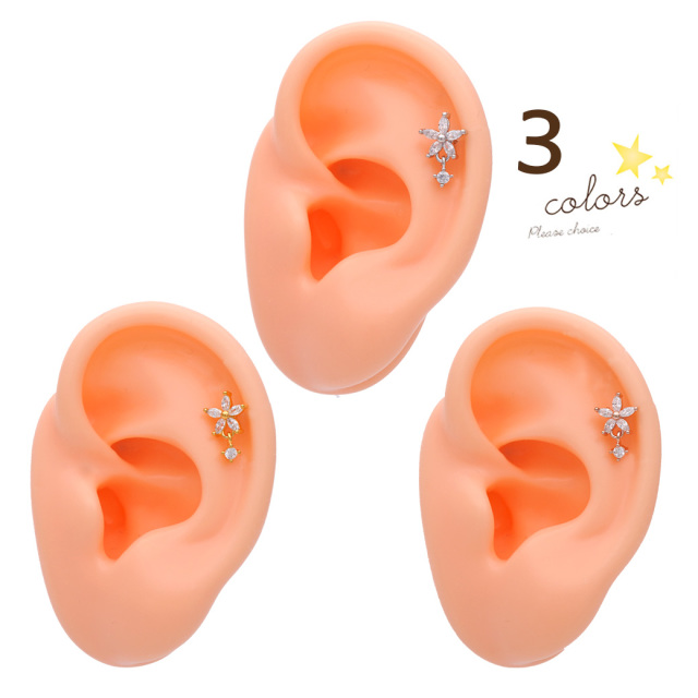 14G 16G ］揺れるボトムが可愛い♪キュービックジルコニア フラワー