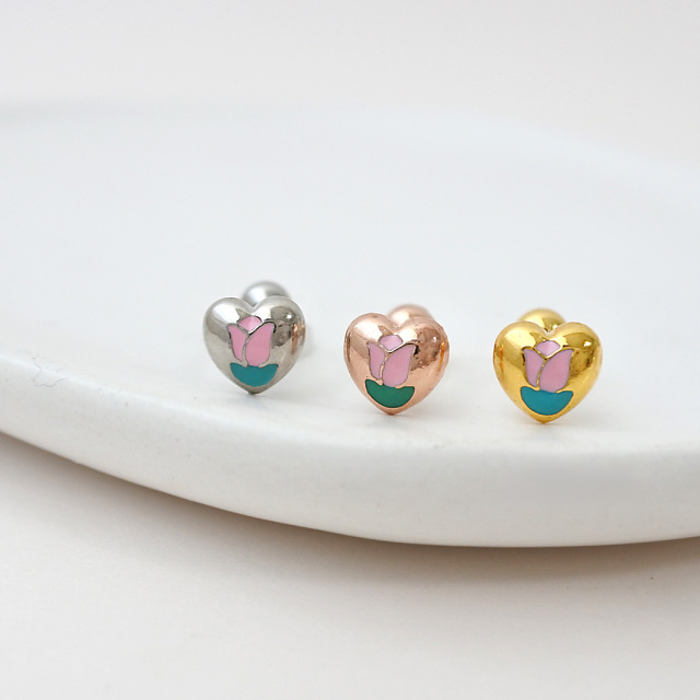 14G 16G ］レトロ感が可愛すぎるコーデの遊び心に♪ぷっくりハート