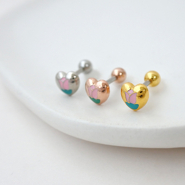 14G 16G ］レトロ感が可愛すぎるコーデの遊び心に♪ぷっくりハート