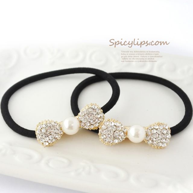 リバティ】リボン＆パールヘアゴム リバティ】リボン.ヘアゴム 55