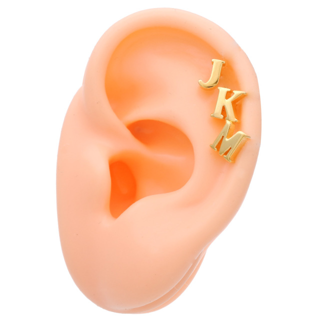 14G 16G ］大きめで厚みのあるフォルムがお洒落 ♪メタル イニシャル