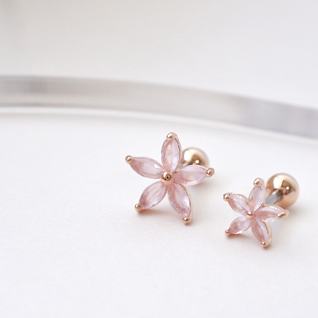 14G 16G ］選べる2サイズ展開♪ぷっくり愛らしいPINK フラワー