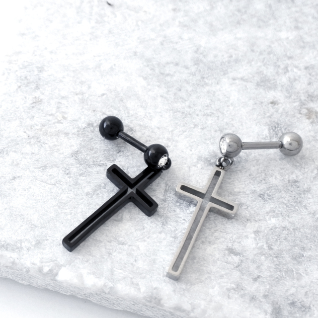 16G ］オールステンレス素材が嬉しい！ くり抜きクロス cross メンズ