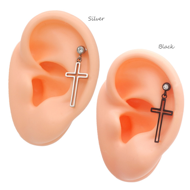 16G ］オールステンレス素材が嬉しい！ くり抜きクロス cross メンズ