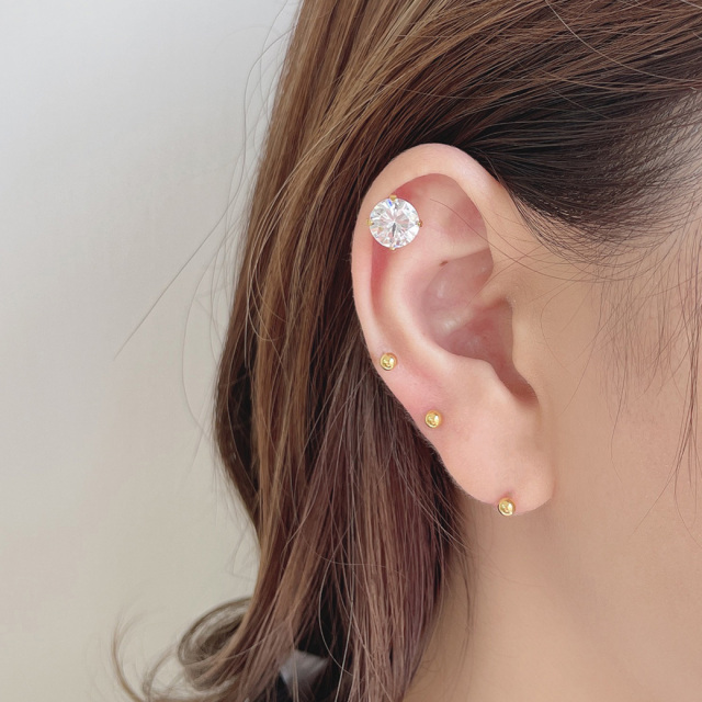 16G14G］豪華8mm大粒キュービック軟骨ピアスボディピアス/0111