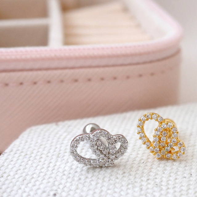 14G 16G ］重なったダブルハートが特別感のある存在感♪ストレート