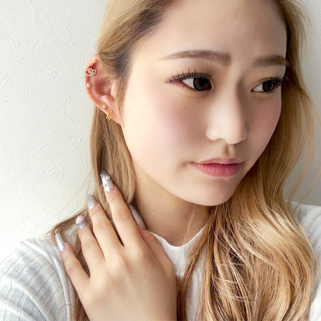 14G 16G ］重なったダブルハートが特別感のある存在感♪ストレート