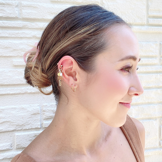 ピアス＆ピアスチャームセット 14G16G］人気商品にストレートチャーム入荷♪大人っぽい愛らしさバック