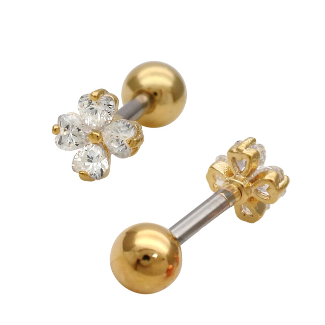 14G 16G ］幸せを運んでくれる四葉のクローバー 輝き抜群キュービック