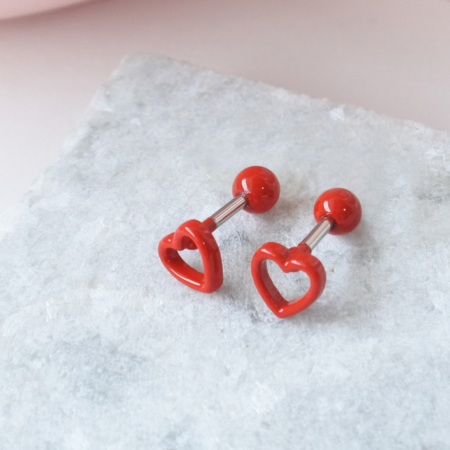16G ］コーデのアクセントにレッドハート シンプルで可愛いオープン