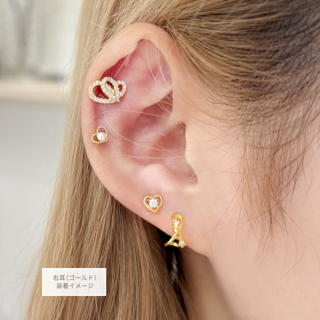 14G 16G ］オープンハート キュービックジルコニア がキラキラと輝いて